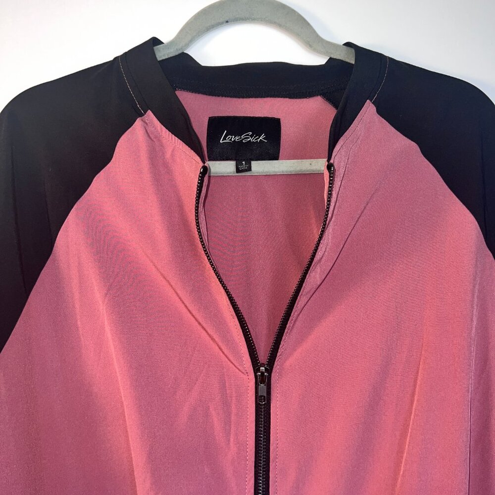 Mauve Color Block Bomber Jacket And Shorts - image 3